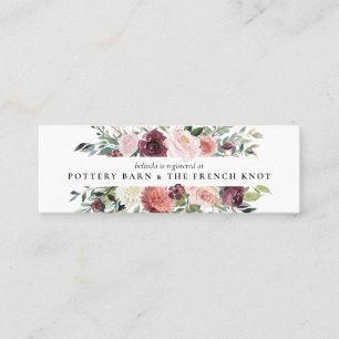 Rustic Charm Burgundy  Rosa Blommigt Bröllop Mini Visitkort