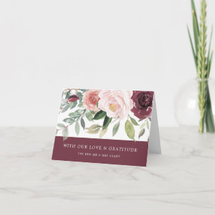 Rustic Charm Burgundy Rosa Blommigt Bröllop Tack Kort