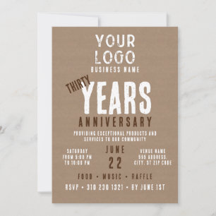 Rustic Charm Business Logotyp 30 år Inbjudningar