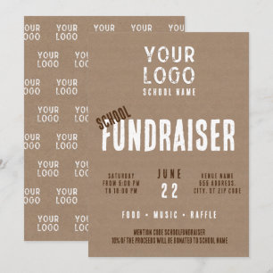 Rustic Charm Business Logotyp School Fundraiser Inbjudningar