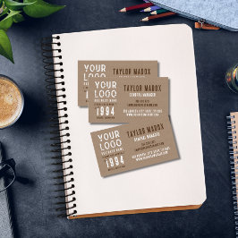 Rustic Charm Kraft Papper Business Logotyp Est. Da Visitkort