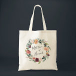 Rustic Charm | Matron of Honor Tygkasse<br><div class="desc">Klassisk land charm-väska bröllop med en vattenfärgad bukett av krysanthemum,  ro och botaniskt löv som omger ord "Honormatron". Idealisk om du planerar en bröllop under höst- eller vintermånaderna. Perfekt närvarande för din hedersatron.</div>