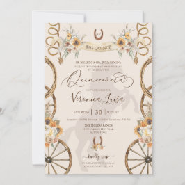 Rustic Charro Sunblommor & Boho Blommigt Quinceañe Inbjudningar