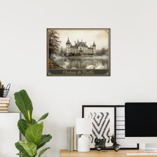 Rustic Château de Vizille Vintage Fransk Castle Poster