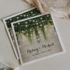 Rustic Chateau Stone Church String Ljus Bröllop Pappersservett