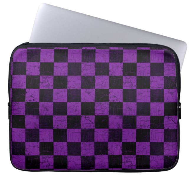 Rustic Checks, Purple and Black Laptop Fodral (Framsidan)