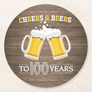 Rustic Cheers och Öl till 100 år Underlägg Papper Rund