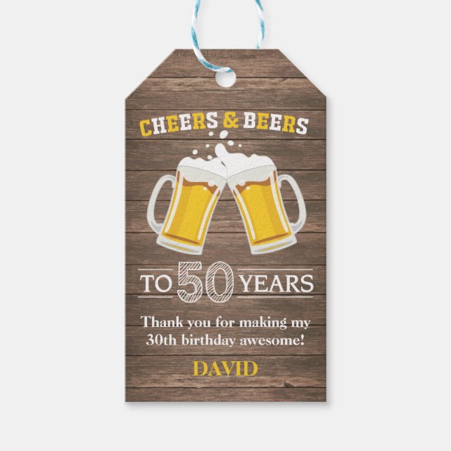 Rustic Cheers och Öl till 50 års Gift-Märkre Presentetikett (Framsidan)