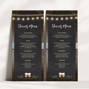 Rustic Cheers Whiskey Shot Theld 4 x 9 Middag Menu Meny