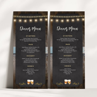 Rustic Cheers Whiskey Shot Theld 4 x 9 Middag Menu Meny