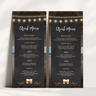 Rustic Cheers Whiskey Shot ThLED 4x9 Drink Menu Meny