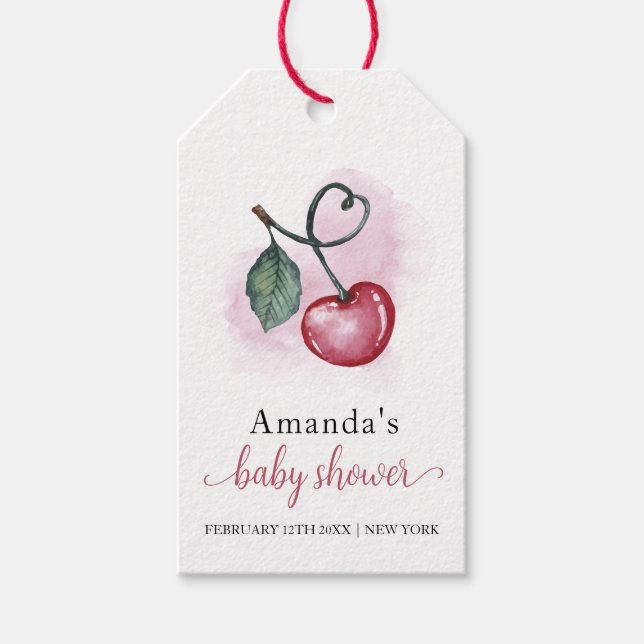 Rustic Cherry Berry Sweetheat Baby Shower Presentetikett (Framsidan)