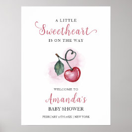 Rustic Cherry Berry Sweetheat Baby Shower Välkomme Poster