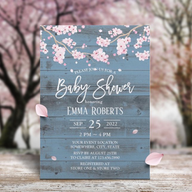 Rustic Cherry Blommar Flowers Baby Shower Inbjudningar (Skapare uppladdad)