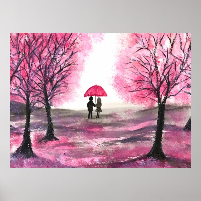 Rustic Cherry Blommar Kärlek par Red Umbrella Poster (Framsidan)