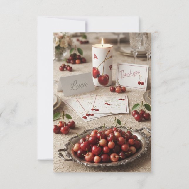 Rustic Cherry Fruit "On the Nature" Samling Gr Tack Kort (Framsida)