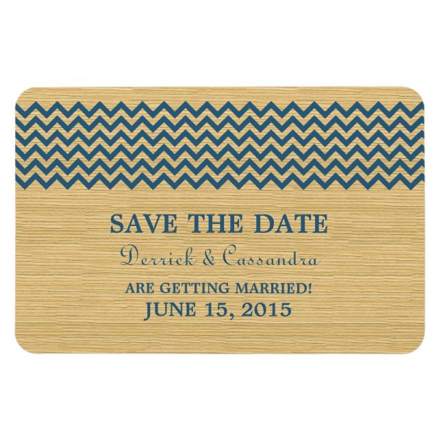Rustic Chevron Spara datum magneter, Blue Magnet (Horisontell)