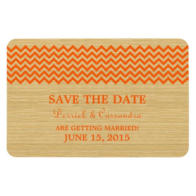 Rustic Chevron Spara datum magneter, Orange Magnet (Horisontell)