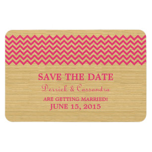 Rustic Chevron Spara datum magneter, Rosa Magnet