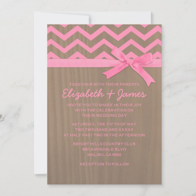 Rustic Chevron Zigzag Bröllopsinbjudningar Inbjudningar (Framsida)