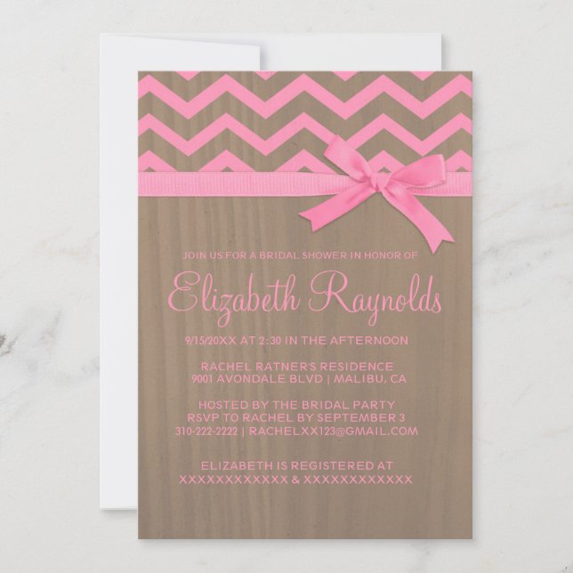 Rustic Chevron Zigzag Inbjudningskort för möhippa (Framsida)