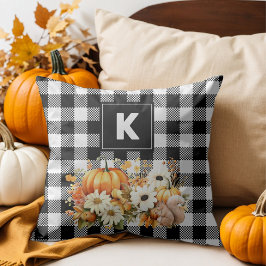 Rustic Chic Black White Play Fall Garden Monogram Kudde