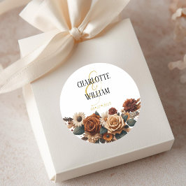 Rustic Chic Blommigt Bröllop Runt Klistermärke