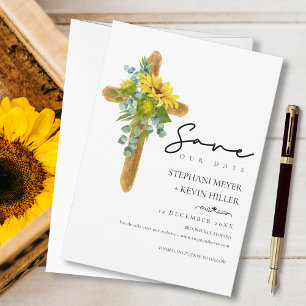 Rustic Chic Boho Solros Kor Bröllop Spara Datumet