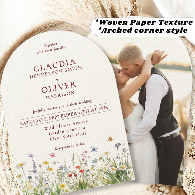 Rustic Chic Boho Wildblommor och Photo Bröllop Inbjudningar (Skapare uppladdad)