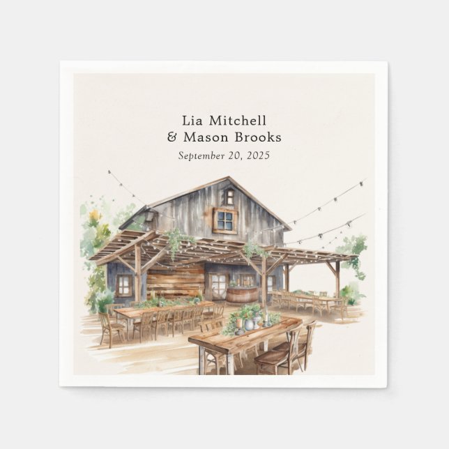 Rustic Chic Bröllop Pappersservett (Framsidan)