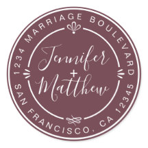 Rustic Chic Bröllop Returadress Burgundy