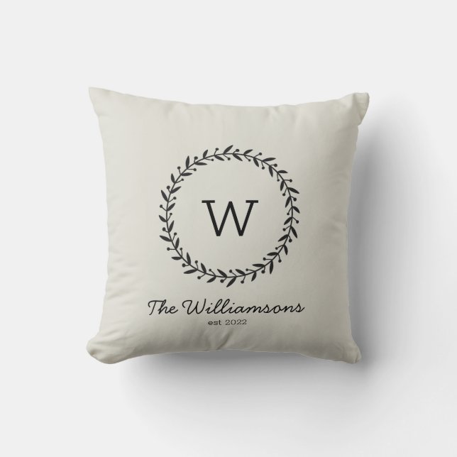 Rustic Chic Family Monogram Namn Dekorativ kudde (Framsida)