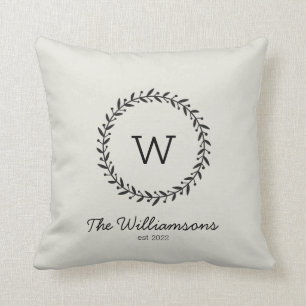 Rustic Chic Family Monogram Namn Dekorativ kudde