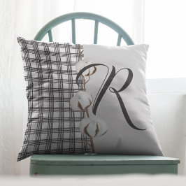 Rustic Chic Farmhouse Stil monogrammad kudde