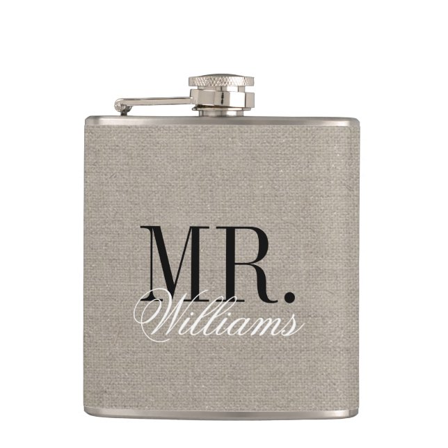 Rustic Chic Faux Burlap Mr och Monogram Fickplunta (Framsidan)