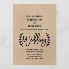 Rustic Chic Faux Kraft Calligraphy Bröllop Inbjudningar