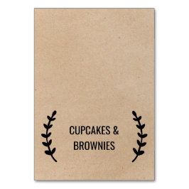 Rustic Chic Faux Kraft Calligraphy Food Tält Card Bordsnummer