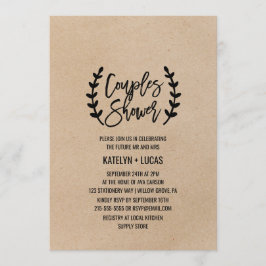 Rustic Chic Faux Kraft Calligraphy Par Shower Inbjudningar