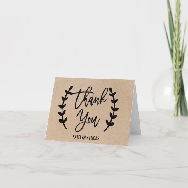Rustic Chic Faux Kraft Calligraphy - tack för ditt Kort (Framsida)