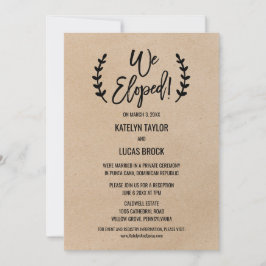 Rustic Chic Faux Kraft Elopement Reception Inbjudningar