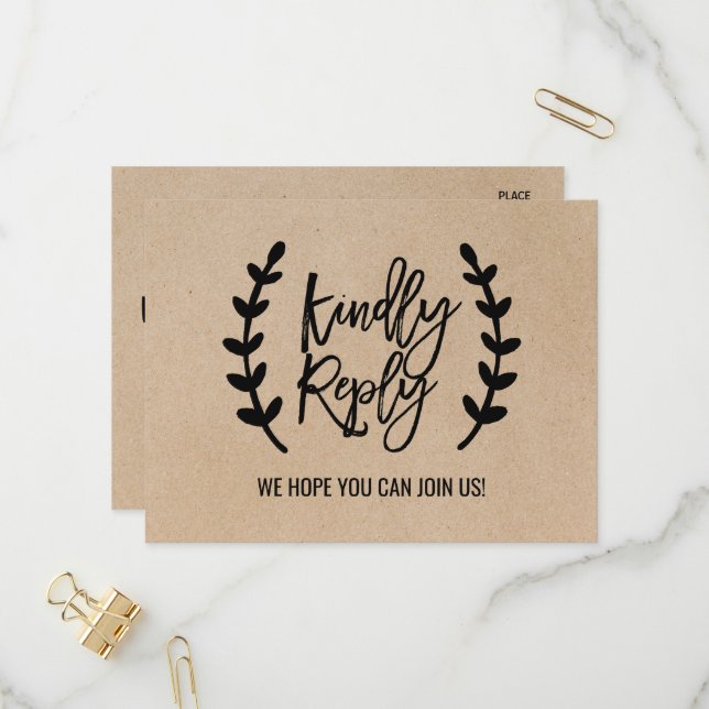 Rustic Chic Faux Kraft Menu Choice OSA Postcard Inbjudan Vykort (Fram/Back In Situ)