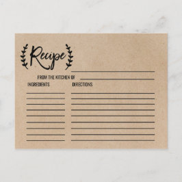 Rustic Chic Faux Kraft Möhippa Recipe-kort Vykort