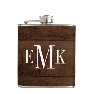 Rustic Chic Faux Wood Classic Monogram Fickplunta