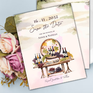 Rustic Chic Grapevine-Inspired Winery Bröllop Meddelande Vykort