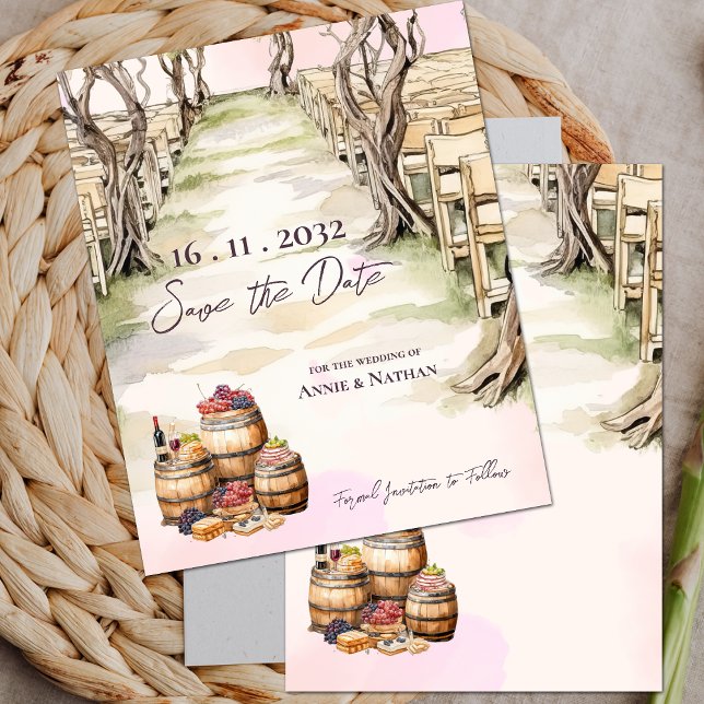 Rustic Chic Grapevine-Inspired Winery Bröllop Meddelande Vykort (Rustic Chic Grapevine-Inspired Winery Wedding Announcement Postcard)