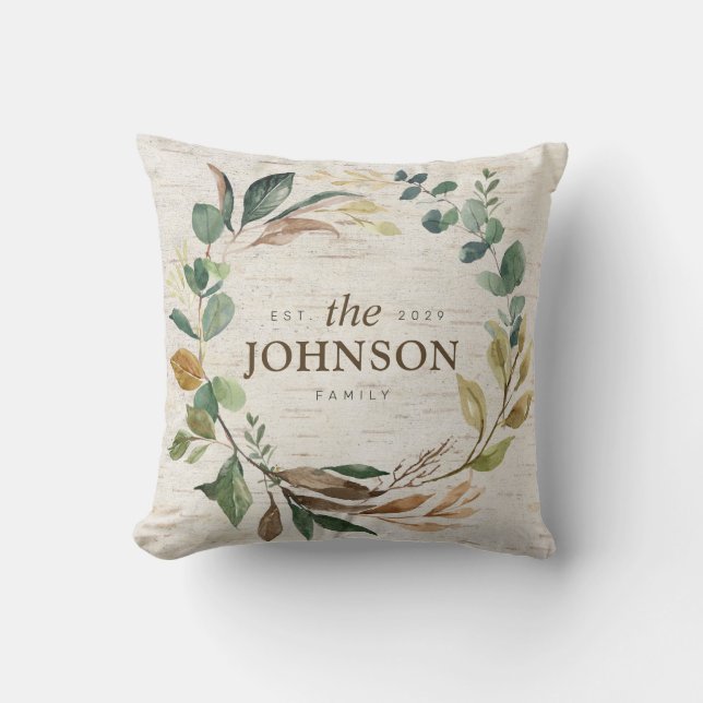 Rustic Chic Greenery WandeFamily Est. Monogram Kudde (Framsida)