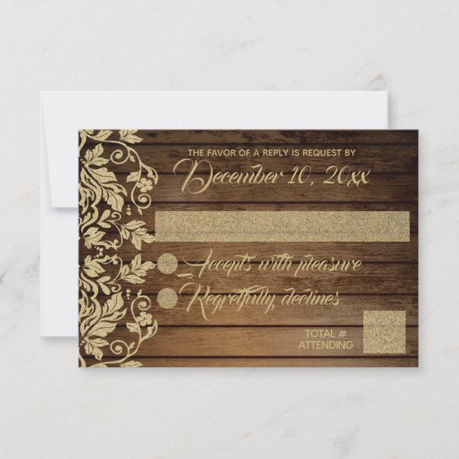 Rustic Chic Guld Damask Response OSA Kort (Framsida)