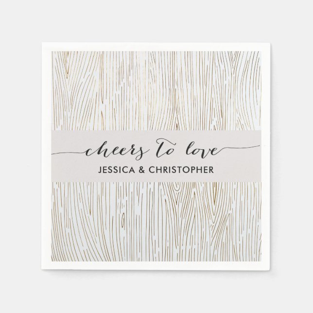 Rustic Chic Guld Wood Grain Party Napkins Pappersservett (Framsidan)