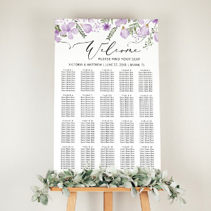 Rustic Chic Lila Blommigt Bröllop Sittdiagram Poster