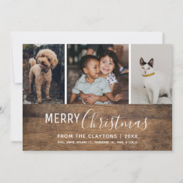 Rustic Chic Modern Multi Photo Christmas Card Julkort